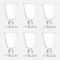 Issy Granger Clear Dotty Pom Wine Glasses Set of six. Champagne glass