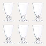 Issy Granger Clear Dotty Pom Wine Glasses Set of six. Champagne glass