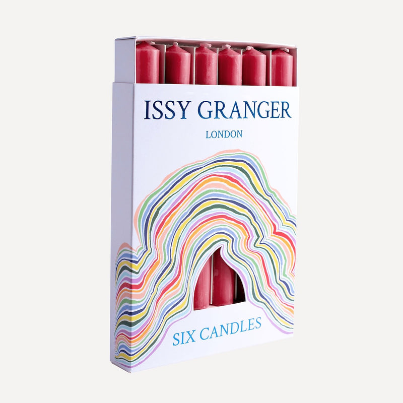 Issy Granger set of six Red Wax Dinner Candles 