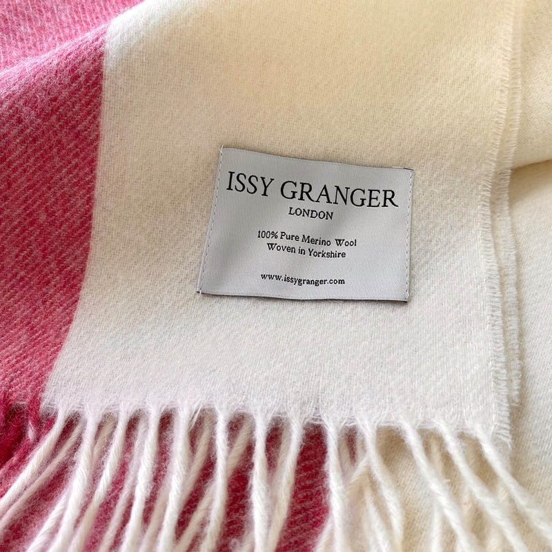 Issy Granger Pink Striped Merino Wool Throw Blanket