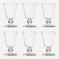 Issy Granger Green Pom Wine Glass. Spotty Wine Glass. Dotty Wine Glass. Champagne glass. Set of six glasses