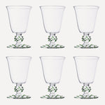 Issy Granger Green Pom Wine Glass. Spotty Wine Glass. Dotty Wine Glass. Champagne glass. Set of six glasses