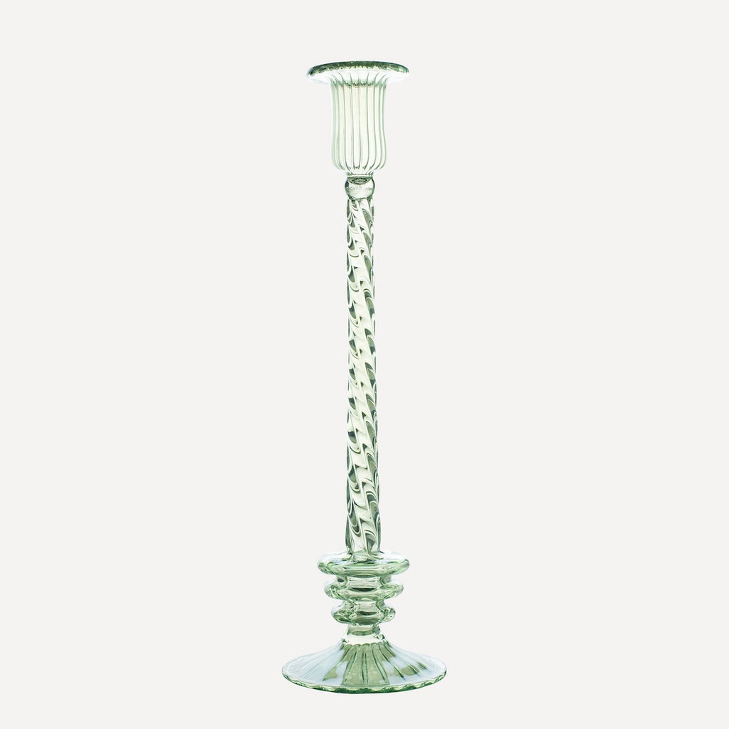 Issy Granger Tall Green Glass Candlestick, Candle Holder
