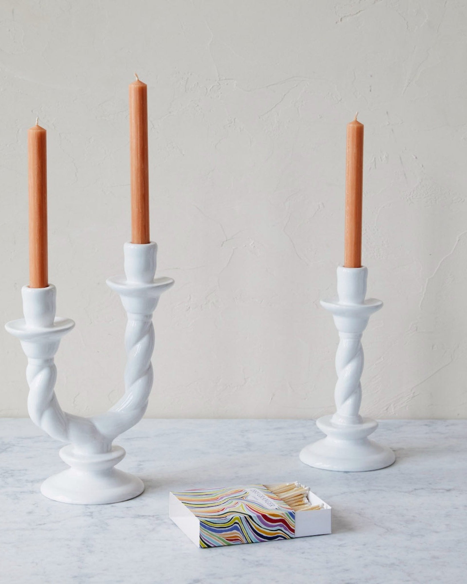 Issy Granger Single and Double Ceramic Candlestick Candle Holder