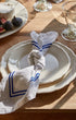 Issy Granger White and blue linen napkin